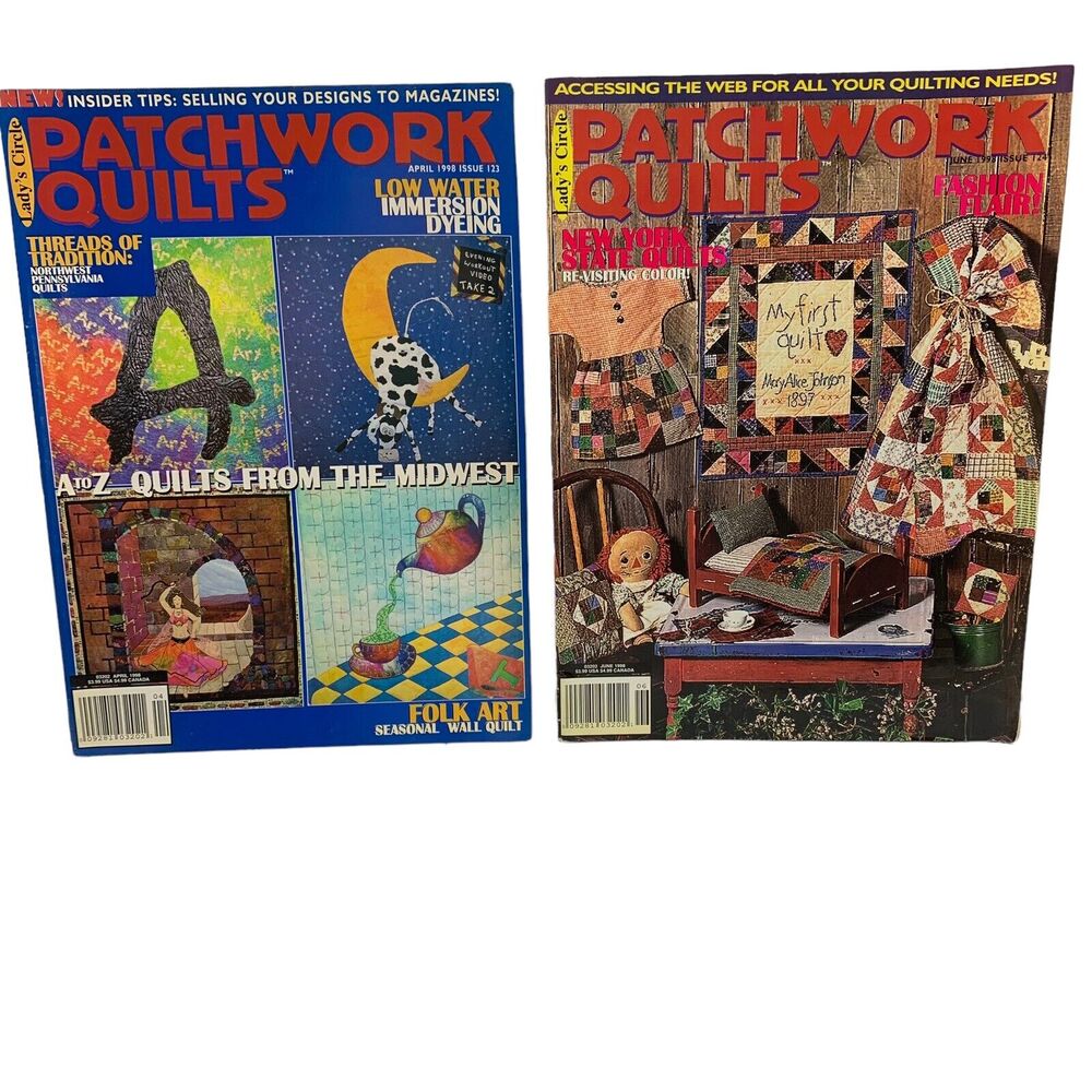 2 Lady's Circle Patchwork Quilts Magazines April & June 1998 Vtg Quilt Patterns